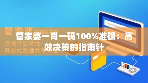 管家婆一肖一码100%准确：高效决策的指南针