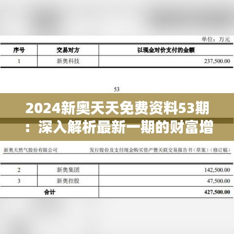 2024新奥天天免费资料53期：深入解析最新一期的财富增长秘籍