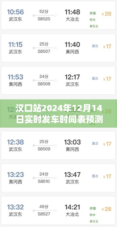 汉口站实时发车时间表预测分析（2024年12月14日）