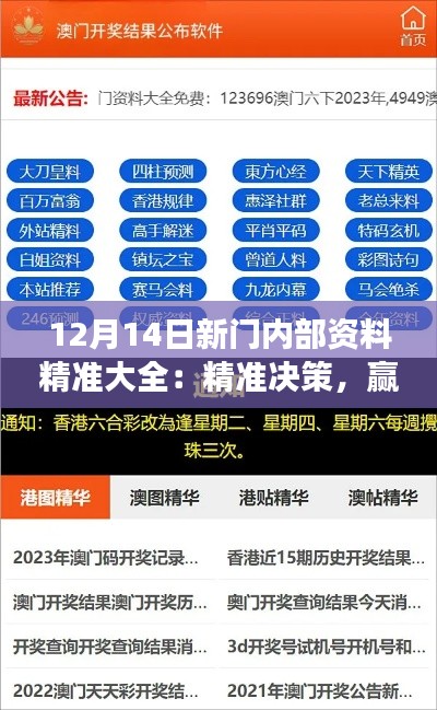 12月14日新门内部资料精准大全：精准决策，赢得市场先机