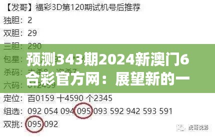 预测343期2024新澳门6合彩官方网：展望新的一年，选号策略全解析