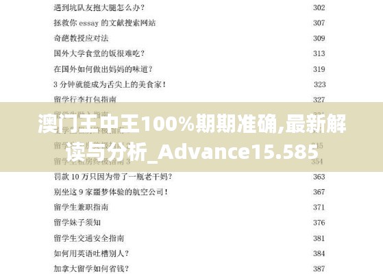 澳门王中王100%期期准确,最新解读与分析_Advance15.585