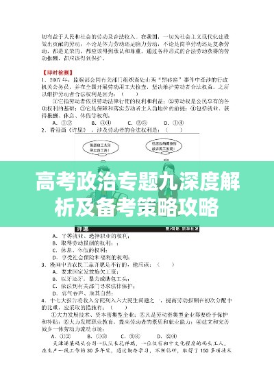 高考政治专题九深度解析及备考策略攻略