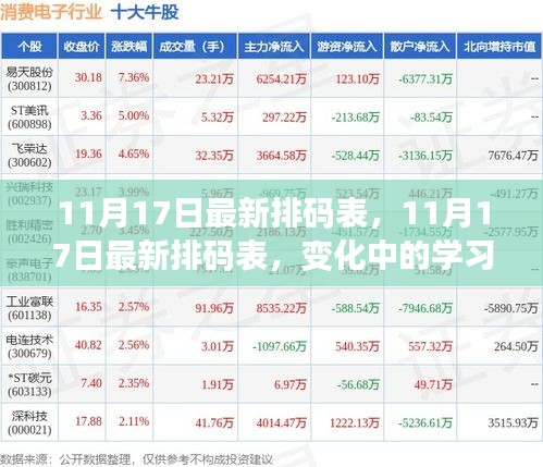 11月17日最新排码表，变化中的学习之旅，自信与成就感的起点