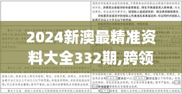 2024新澳最精准资料大全332期,跨领解答解释落实_STP6.17