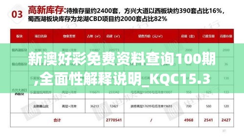 新澳好彩免费资料查询100期,全面性解释说明_KQC15.3