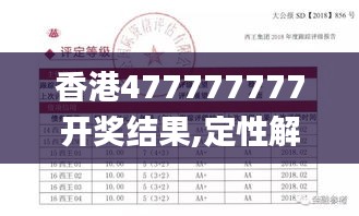 香港477777777开奖结果,定性解析明确评估_YNW15.43