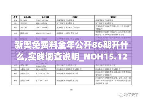 新奥免费料全年公开86期开什么,实践调查说明_NOH15.12