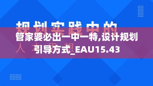 管家婆必出一中一特,设计规划引导方式_EAU15.43