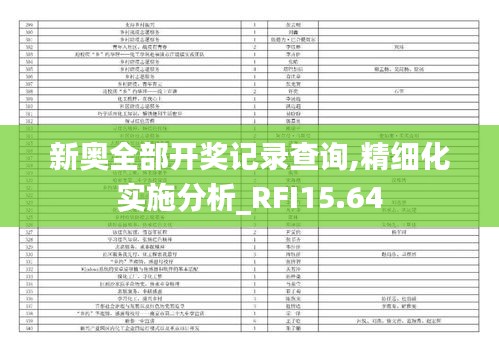 新奥全部开奖记录查询,精细化实施分析_RFI15.64