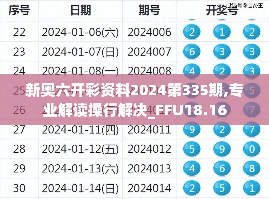 新奥六开彩资料2024第335期,专业解读操行解决_FFU18.16