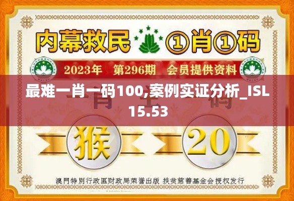 最难一肖一码100,案例实证分析_ISL15.53