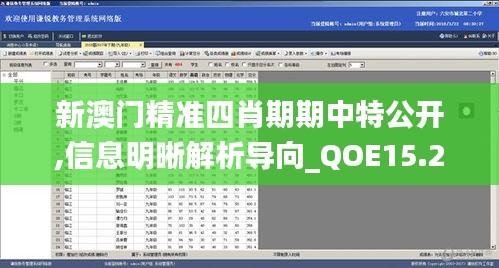 新澳门精准四肖期期中特公开,信息明晰解析导向_QOE15.23