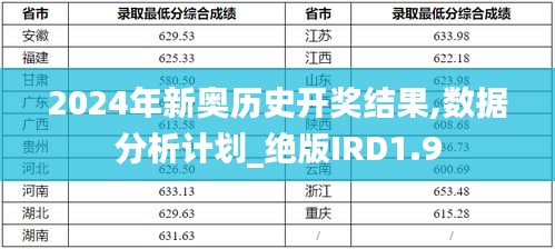 2024年新奥历史开奖结果,数据分析计划_绝版IRD1.9