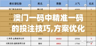 澳门一码中精准一码的投注技巧,方案优化实施_机器版KWC1.1