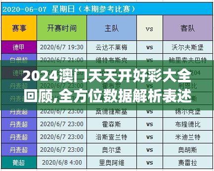 2024澳门天天开好彩大全回顾,全方位数据解析表述_美学版SNA1.21