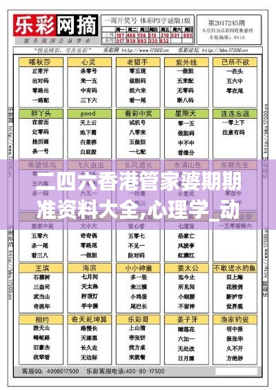 二四六香港管家婆期期准资料大全,心理学_动态版SWN1.13