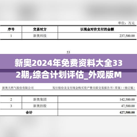 新奥2024年免费资料大全332期,综合计划评估_外观版MWH11.14