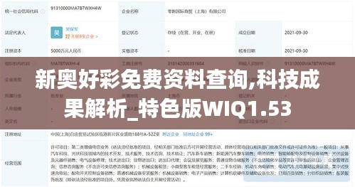 新奥好彩免费资料查询,科技成果解析_特色版WIQ1.53