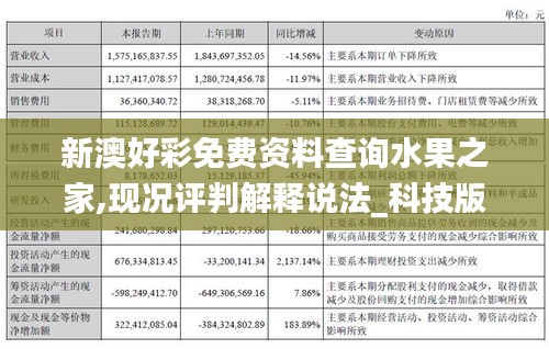 新澳好彩免费资料查询水果之家,现况评判解释说法_科技版FXO1.91