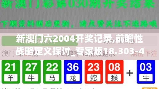 新澳门六2004开奖记录,前瞻性战略定义探讨_专家版18.303-4