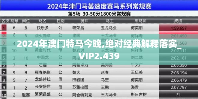 2024年澳门特马今晚,绝对经典解释落实_VIP2.439