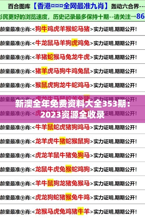 新澳全年免费资料大全353期：2023资源全收录