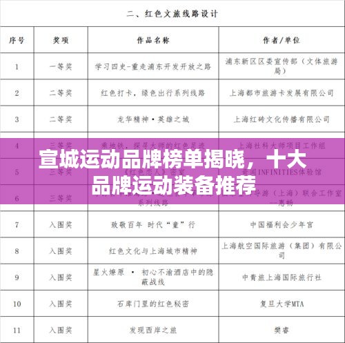 宣城运动品牌榜单揭晓，十大品牌运动装备推荐