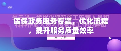 医保政务服务专题，优化流程，提升服务质量效率