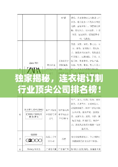 独家揭秘，连衣裙订制行业顶尖公司排名榜！